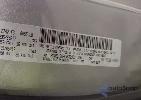 2019 Chrysler Pacifica Touring L из США, поврежденный, VIN 2C4RC1BG6KR582953